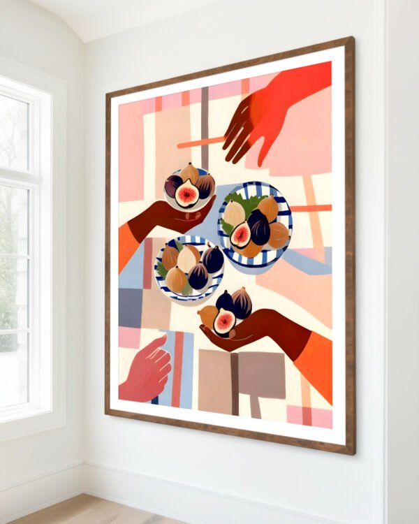 Shop Figs & fika - party tabletop eclectic bohemian painting small batch graphic Art Print, Canvas Print, Commercial digital license & Instant download printable - exclusively available at 83oranges.com by artist Uma Gokhale India