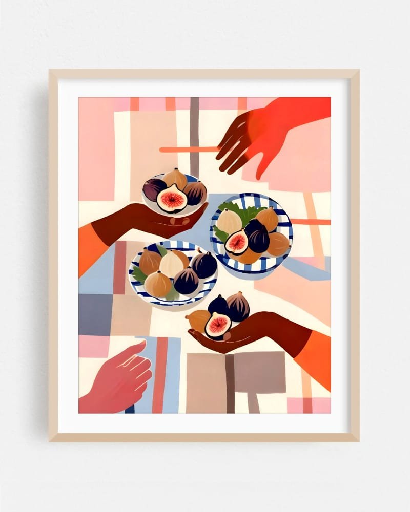 Shop Figs & fika - party tabletop eclectic bohemian painting small batch graphic Art Print, Canvas Print & Fabric Print - exclusively available at 83oranges.com by artist Uma Gokhale India