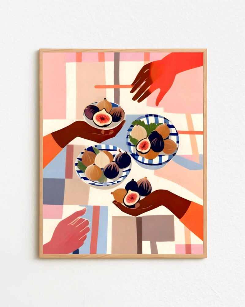 Shop Figs & fika - party tabletop eclectic bohemian painting small batch graphic Art Print, Canvas Print & Fabric Print - exclusively available at 83oranges.com by artist Uma Gokhale India