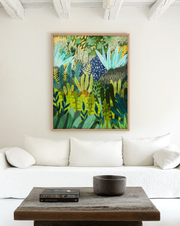 Shop jungle Botanical Nature Painting Art Print, Canvas Print, Commercial digital license & Instant printable download - available at 83oranges.com by artist Uma Gokhale India