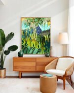 Shop jungle Botanical Nature Painting Art Print, Canvas Print, digital printable download - available at 83oranges.com by artist Uma Gokhale India