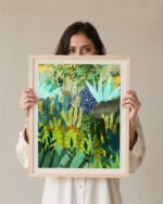 Shop jungle Botanical Nature Painting Art Print, Canvas Print, digital printable download - available at 83oranges.com by artist Uma Gokhale India