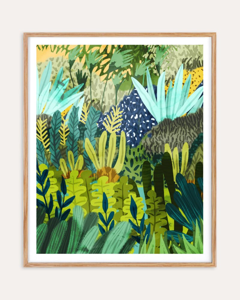 Shop jungle Botanical Nature Painting Art Print, Canvas Print, Commercial digital license & Instant printable download - available at 83oranges.com by artist Uma Gokhale India