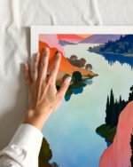 Shop abstract mountain collage nature landscape small batch graphic Art Print, Canvas Print, Commercial digital license & Instant download printable- exclusively available at 83oranges.com by artist Uma Gokhale India