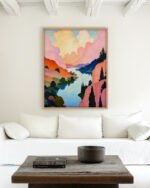 Shop abstract mountain collage nature landscape small batch graphic Art Print, Canvas Print, Commercial digital license & Instant download printable- exclusively available at 83oranges.com by artist Uma Gokhale India