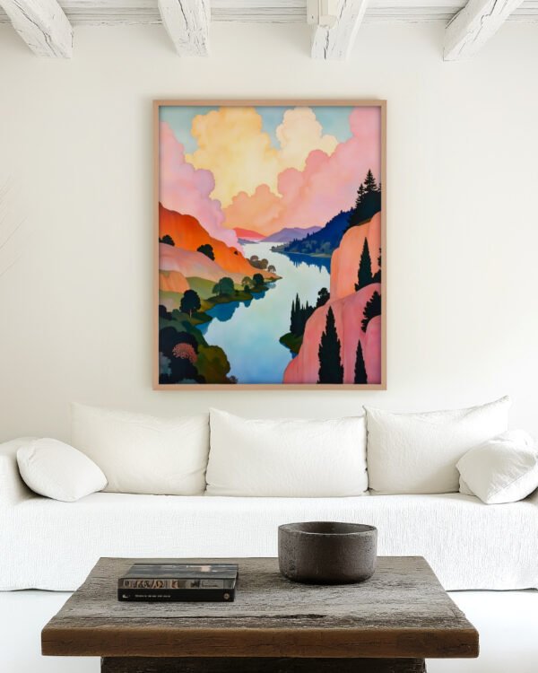 Shop abstract mountain collage nature landscape small batch graphic Art Print, Canvas Print, Commercial digital license & Instant download printable- exclusively available at 83oranges.com by artist Uma Gokhale India