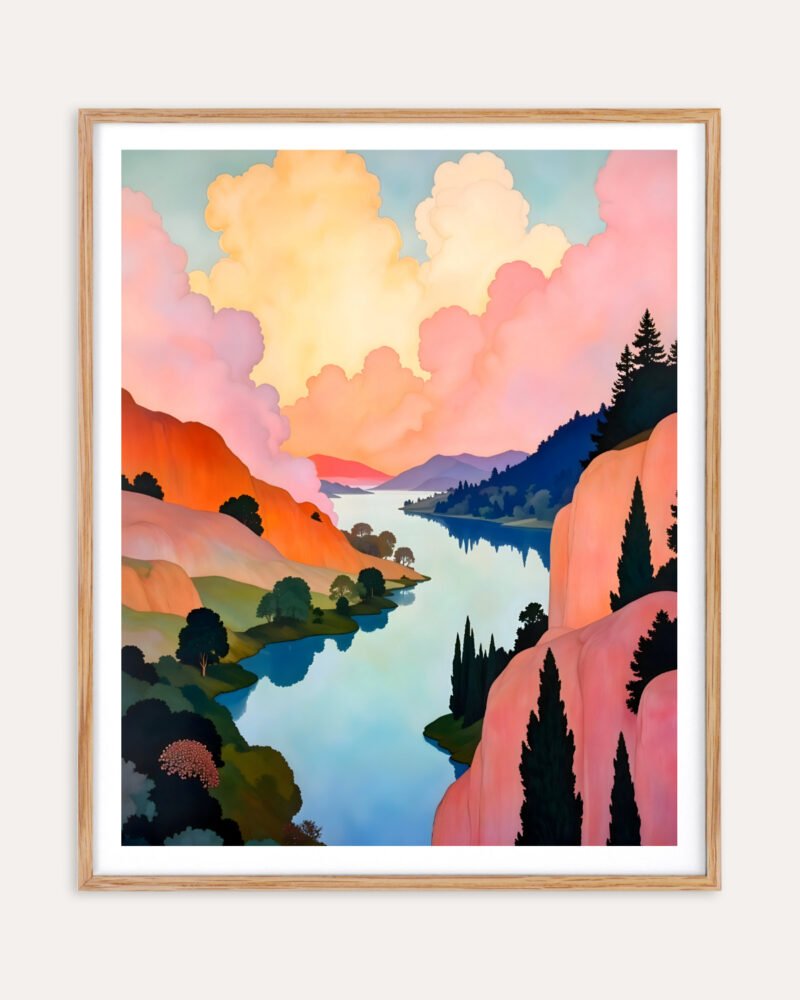 Shop abstract mountain collage nature landscape small batch graphic Art Print, Canvas Print, Commercial digital license & Instant download printable- exclusively available at 83oranges.com by artist Uma Gokhale India