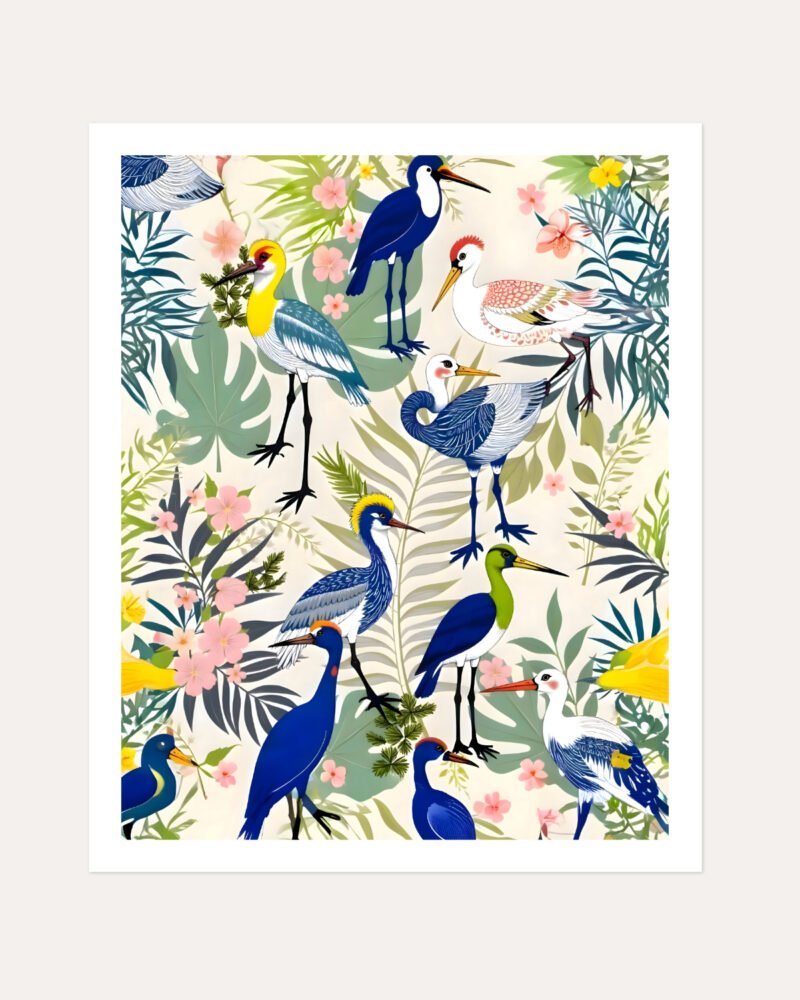 Shop bird symphony birds botanical wildlife forest small batch Art Print, Canvas Print, Commercial digital license & Instant download printable - exclusively available at 83oranges.com by artist Uma Gokhale India