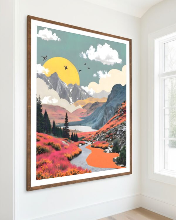 Shop abstract mountain collage nature landscape small batch graphic Art Print, Canvas Print & Fabric Print - exclusively available at 83oranges.com by artist Uma Gokhale India