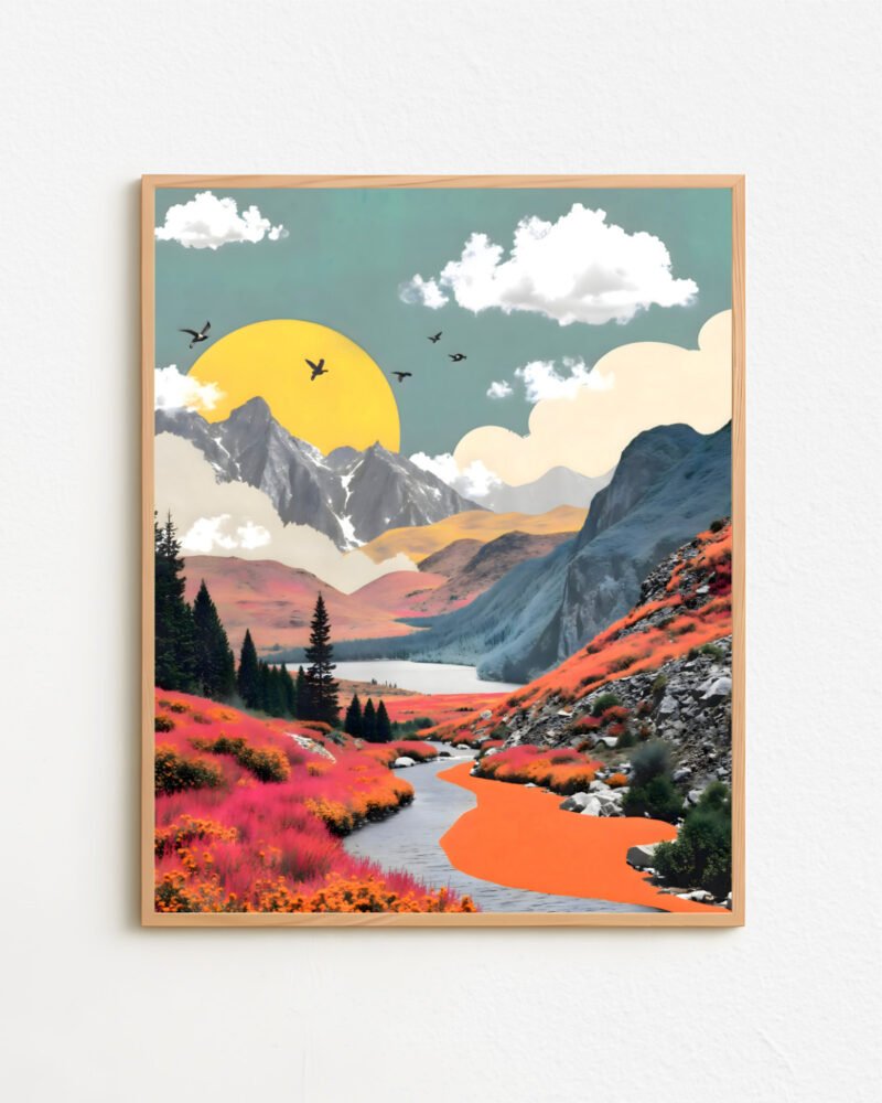 Shop abstract mountain collage nature landscape small batch graphic Art Print, Canvas Print & Fabric Print - exclusively available at 83oranges.com by artist Uma Gokhale India