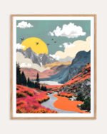 Shop abstract mountain collage nature landscape small batch graphic Art Print, Canvas Print, Commercial digital license & Instant download printable - exclusively available at 83oranges.com by artist Uma Gokhale India