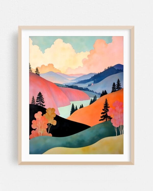 Shop abstract mountain collage nature landscape small batch graphic Art Print, Canvas Print & Fabric Print - exclusively available at 83oranges.com by artist Uma Gokhale India