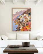 Shop Amalfi Coast Travel Landscape Europe small batch graphic Art Print, Canvas Print, Commercial digital license & Instant download printable- exclusively available at 83oranges.com by artist Uma Gokhale India