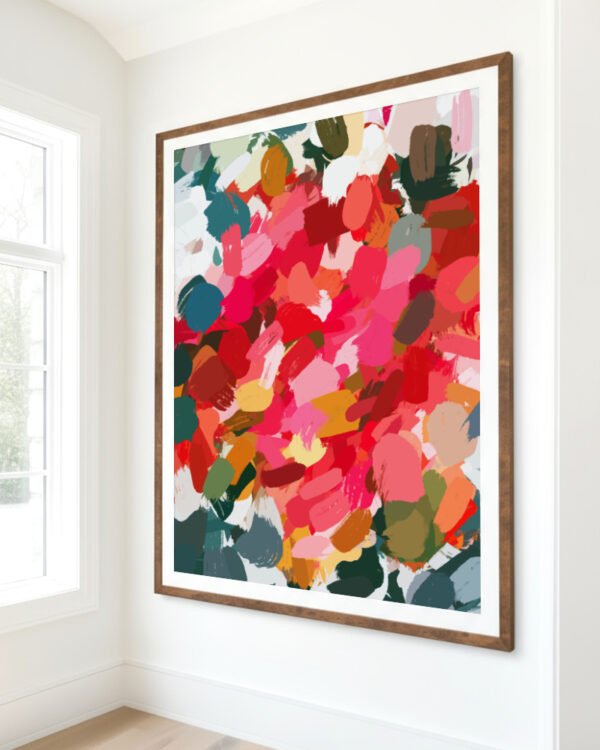 Shop Abstract Playful Warm Endearing Painting Art Print, Canvas Print, Commercial digital license & Instant download printable - exclusively certified & available to order online at 83oranges.com by artist Uma Gokhale India