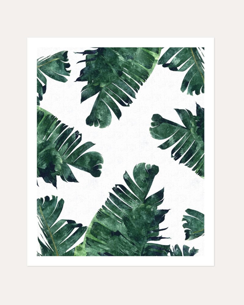 Shop Banana Leaves Watercolor Tropical Jungle Minimal Painting small batch graphic Art Print, Canvas Print, Commercial digital license, Instant download printable - exclusively available at 83oranges.com by artist Uma Gokhale India