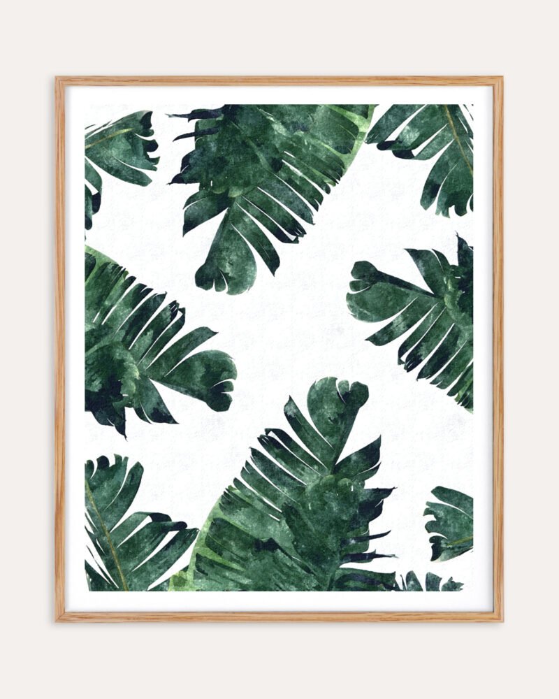 Shop Banana Leaves Watercolor Tropical Jungle Minimal Painting small batch graphic Art Print, Canvas Print, Commercial digital license, Instant download printable - exclusively available at 83oranges.com by artist Uma Gokhale India