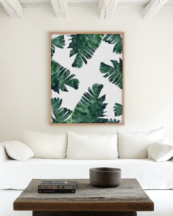Shop Banana Leaves Watercolor Tropical Jungle Minimal Painting small batch graphic Art Print, Canvas Print, Commercial digital license, Instant download printable - exclusively available at 83oranges.com by artist Uma Gokhale India