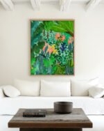 Shop Dense Forest Lush Botanical Nature Jungle Painting Oak Framed Art Print, Canvas Print, Commercial digital license & Instant download printable - available at 83oranges.com by artist Uma Gokhale India