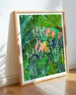 Shop Dense Forest Lush Botanical Nature Jungle Painting Oak Framed Art Print, Canvas Print - available at 83oranges.com by artist Uma Gokhale India
