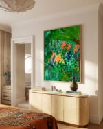 Shop Dense Forest Lush Botanical Nature Jungle Painting Oak Framed Art Print, Canvas Print, Commercial digital license & Instant download printable - available at 83oranges.com by artist Uma Gokhale India