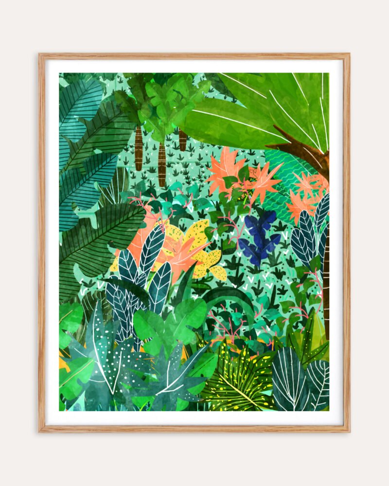 Shop Dense Forest Lush Botanical Nature Jungle Painting Oak Framed Art Print, Canvas Print, Commercial digital license & Instant download printable - available at 83oranges.com by artist Uma Gokhale India Shop Dense Forest Lush Botanical Nature Jungle Painting Oak Framed Art Print, Canvas Print, Commercial digital license & Instant download printable - available at 83oranges.com by artist Uma Gokhale India