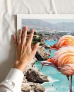 Shop Flamingos on the beach surrealism photography Art Print, Canvas Print, Commercial digital license & Instant download printable - exclusively available at 83oranges.com by artist Uma Gokhale India