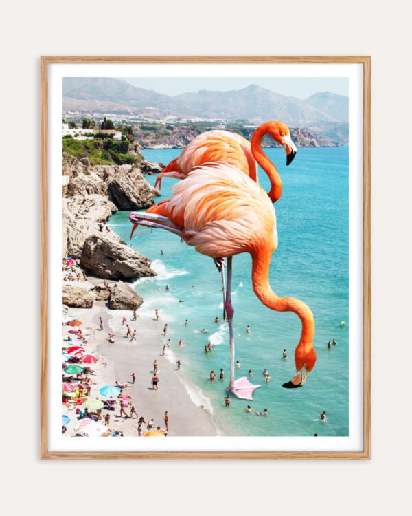 Shop Flamingos on the beach surrealism photography Art Print, Canvas Print, Commercial digital license & Instant download printable - exclusively available at 83oranges.com by artist Uma Gokhale India