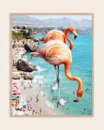Shop Flamingos on the beach surrealism photography Art Print, Canvas Print, Commercial digital license & Instant download printable - exclusively available at 83oranges.com by artist Uma Gokhale India