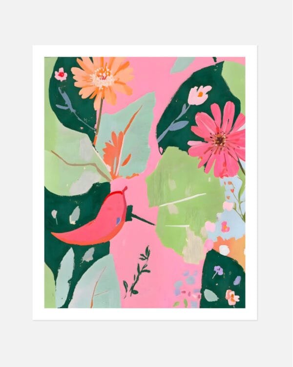 Shop floral & pepper chili Painting Botanical pastel Nature Art Print, Canvas Print & Fabric Print - exclusively available at 83oranges.com by artist Uma Gokhale India