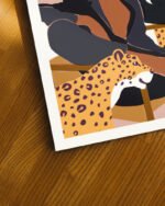 Shop Bohemian Woman with leopards modern boho Fashion Tropical Art Print, Canvas Print, Commercial digital license & Instant download printable - exclusively available at 83oranges.com by artist Uma Gokhale India