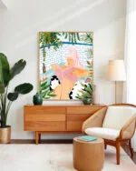 Shop Spa bath tub with pet cats small batch Art Print, Canvas Print & Fabric Print - exclusively available at 83oranges.com by artist Uma Gokhale India