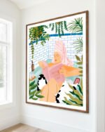 Shop Spa bath tub with pet cats small batch Art Print, Canvas Print, Commercial digital license & Instant download printable- exclusively available at 83oranges.com by artist Uma Gokhale India