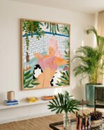 Shop Spa bath tub with pet cats small batch Art Print, Canvas Print, Commercial digital license & Instant download printable- exclusively available at 83oranges.com by artist Uma Gokhale India