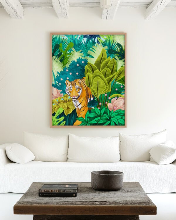 Shop jungle tiger wildlife forest small batch Art Print, Canvas Print, Commercial digital license & Instant download printable - exclusively available at 83oranges.com by artist Uma Gokhale India