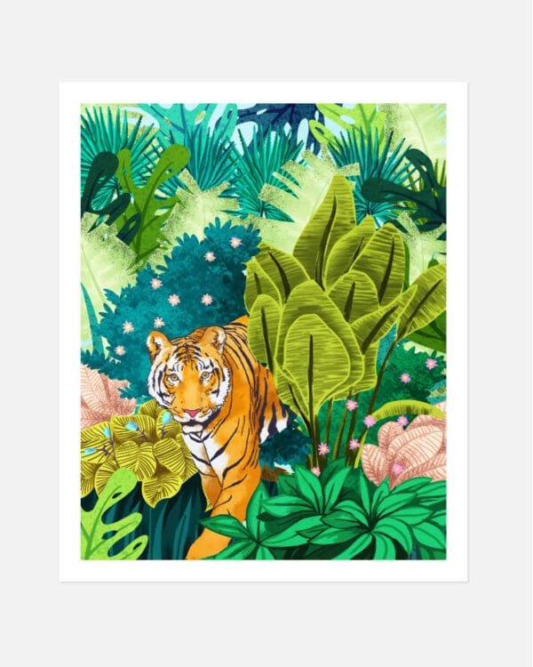 Shop jungle tiger wildlife forest small batch Art Print, Canvas Print & Fabric Print - exclusively available at 83oranges.com by artist Uma Gokhale India