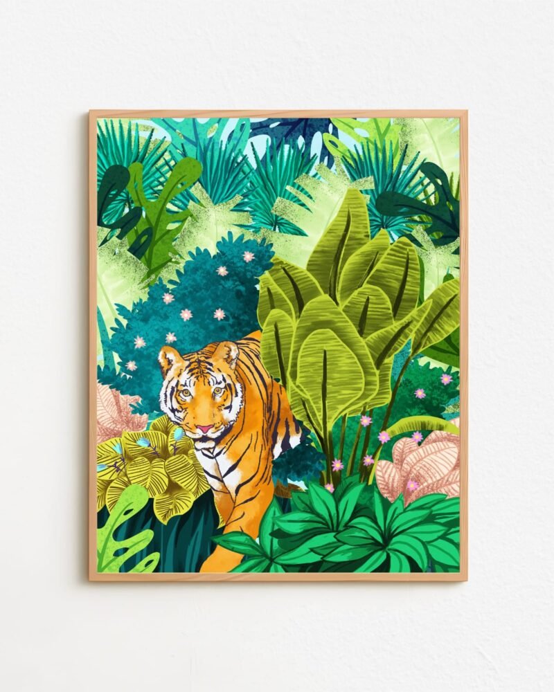 Shop jungle tiger wildlife forest small batch Art Print, Canvas Print & Fabric Print - exclusively available at 83oranges.com by artist Uma Gokhale India