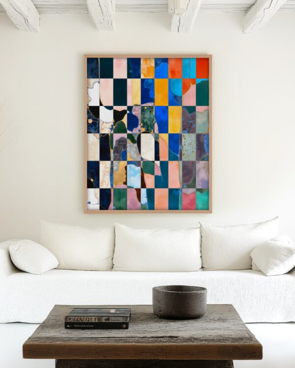 Shop Abstract luxe checkerboard marble Art Print, Canvas Print, Commercial digital license & Instant download printable - exclusively certified & available to order online at 83oranges.com by artist Uma Gokhale India