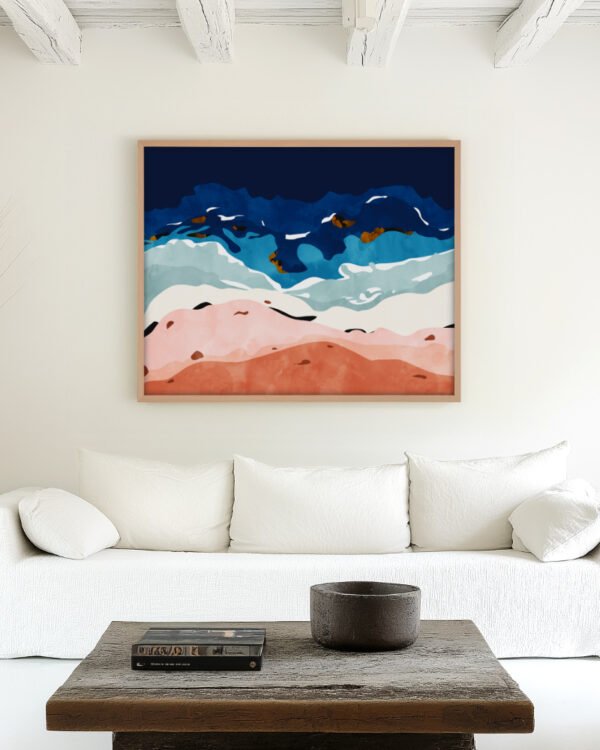 Shop Ocean heart abstract Painting Art Print, Canvas Print, Commercial digital license & Instant download printable - available at 83oranges.com by artist Uma Gokhale India