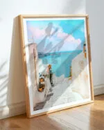 Shop Greece Santorini beachy summer travel ocean scenic pastel Art Print, Canvas Print & Fabric Print - exclusively available at 83oranges.com by artist Uma Gokhale India