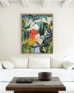 Shop bohemian woman Jungle watercolor Painting Art Print, Canvas Print, Commercial digital license & Instant downloads printable - available at 83oranges.com by artist Uma Gokhale India