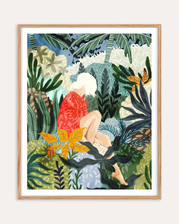 Shop bohemian woman Jungle watercolor Painting Art Print, Canvas Print, Commercial digital license & Instant downloads printable - available at 83oranges.com by artist Uma Gokhale India