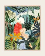 Shop bohemian woman Jungle watercolor Painting Art Print, Canvas Print, Commercial digital license & Instant downloads printable - available at 83oranges.com by artist Uma Gokhale India