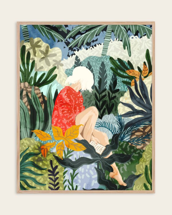 Shop bohemian woman Jungle watercolor Painting Art Print, Canvas Print, Commercial digital license & Instant downloads printable - available at 83oranges.com by artist Uma Gokhale India