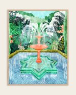Shop The Fountain of Life Architectural Intricate Garden Painting Art Print, Canvas Print, Commercial digital License, Instant download printable - available at 83oranges.com by artist Uma Gokhale India