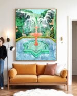 Shop The Fountain of Life Architectural Intricate Garden Painting Art Print, Canvas Print - available at 83oranges.com by artist Uma Gokhale India