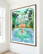 Shop The Fountain of Life Architectural Intricate Garden Painting Art Print, Canvas Print, Commercial digital License, Instant download printable - available at 83oranges.com by artist Uma Gokhale India