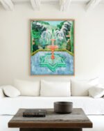 Shop The Fountain of Life Architectural Intricate Garden Painting Art Print, Canvas Print, Commercial digital License, Instant download printable - available at 83oranges.com by artist Uma Gokhale India