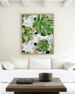 Shop Modern Boho Tropical Terrazzo Monstera Plants Botanical Art Print, Canvas Print, Commercial digital license & Instant download printable- exclusively available at 83oranges.com by artist Uma Gokhale India