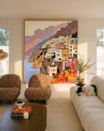 Shop Amalfi Coast Travel Landscape Europe small batch graphic Art Print, Canvas Print, Commercial digital license & Instant download printable- exclusively available at 83oranges.com by artist Uma Gokhale India