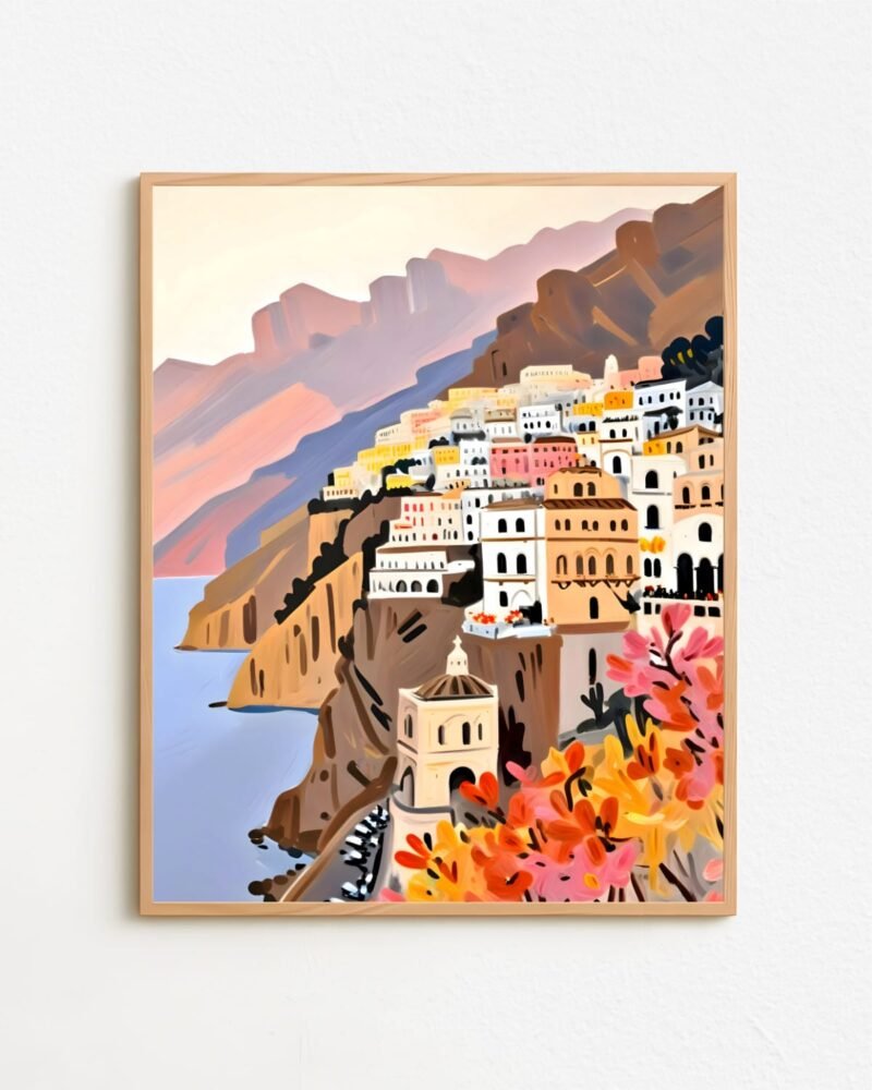 Shop Amalfi Coast Travel Landscape Europe small batch graphic Art Print, Canvas Print & Fabric Print - exclusively available at 83oranges.com by artist Uma Gokhale India